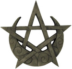 Magicun Altar~Crescent Moon Pentacle Wall Plaque Stone Finish