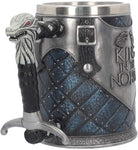 Magicun N.Giftware~B4158M8 King in The North Tankard Game of Thrones Mug 14cm Blue, Resin w/Stainless Steel Insert