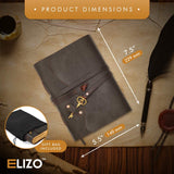 Witchcraft~Elizo Antique Leather Journal Blank Pages - Vintage Leather Journal with Deckle Edge Pages - Book of Shadows - Leather Bound Journal for Men and Women - 200 Pages, 7.5" x 5.5" - 1009