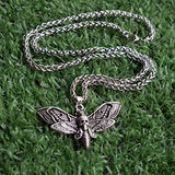 SanLan Death Head Moth Pendant Necklace Wicca Jewelry Goth Moth and The Moon