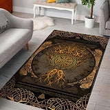 Embrace Viking Wisdom: Tree of Life Shaggy Rug - Luxurious 5x8ft Carpet for Modern Home Décor