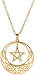 Witchcraft~cooltime Stainless Steel Pentacle Pendant Necklace Pentagram Celtic Knot Star Circle Crescent Charm Jewelry