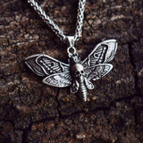 SanLan Death Head Moth Pendant Necklace Wicca Jewelry Goth Moth and The Moon