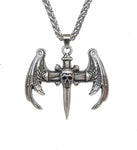 Gothic Hop Skull Cross with wing Pendant Necklace For Men Gift Jewelry