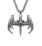 Gothic Hop Skull Cross with wing Pendant Necklace For Men Gift Jewelry