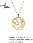 Witchcraft~cooltime Stainless Steel Pentacle Pendant Necklace Pentagram Celtic Knot Star Circle Crescent Charm Jewelry
