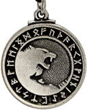Soloman Pentant~Pewter Odin's Wolves Norse Rune Wolf Pendant