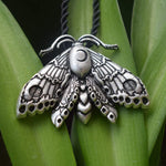 SanLan Death Head Moth Pendant Necklace Wicca Jewelry Goth Moth and The Moon