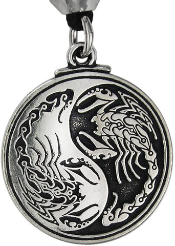 Soloman Pentant~Pewter Scorpion Yin Yang Symbol Pendant Necklace