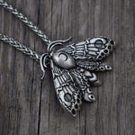 SanLan Death Head Moth Pendant Necklace Wicca Jewelry Goth Moth and The Moon