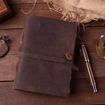 Witchcraft~Vintage Leather Journal - Burnt Deckle Edge Vintage Paper - Handmade Leather Bound Journal - Book of Shadows Journal - Leather Sketchbook - Drawing Journal - 240 Pages (9" x 6")