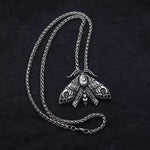 SanLan Death Head Moth Pendant Necklace Wicca Jewelry Goth Moth and The Moon