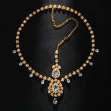 Bohemian Bridal Headband Crystal Waterdrop Headpiece Hair Chain for Women Wedding Rhinestone Forehead Jewelry Hair Accesories