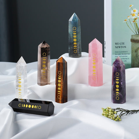 Quartz Gemstone Witch Crafts | Wand Carved Quartz Crystal | Natural Stones Witch Stone - Stones
