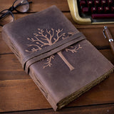 Witchcraft~Vintage Leather Journal Tree of Life - Leather Bound Journal - Antique Paper - Beautiful Embossed Tree Leather Sketchbook - For Drawing Sketching and Writing - 200 Pages (7.5" x 5.5", Vintage Brown)
