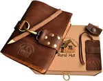 Witchcraft~Rural Hut - Vintage Soft Leather Journal for Women and Men 8x6x2 inches Antique Handmade Deckle Edge Book of Shadow Journal Unique Gift Idea - 02 Attractive Colors (Coffee)