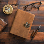 Witchcraft~Leather Journal with Lock - Book of Shadows Journal, Vintage Journal, Thick Journal, Writing Journal, Handmade Antique Deckle Edge Paper, Vintage Leather Journal (9" x 6", Vintage Brown)