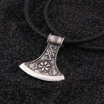 925 Sterling Silver Viking Vegvisir Rune And Celtic Knot Ax Necklace With Keel Necklace And Leather Chain And Wood Box As Gift - Necklaces