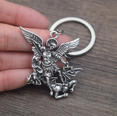 Archangel St.Michael Protect Me Keychain Holy Shield Charm Russian Orthodox Pendant
