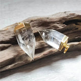 Crystal Quartz Thick Spike Pendant,Gold Color Plated Natural Crystal Stone Accessories For Necklace