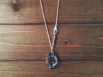 Agate Slice Necklace - natural crystal druzy geode, hand charm, wire wrapped, silver bead chain, earthy mystical witchy magic