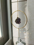Amythest with Large Hoop Sun Suncatcher | Lunar Suncatcher |wall Hanging | Boho Decor