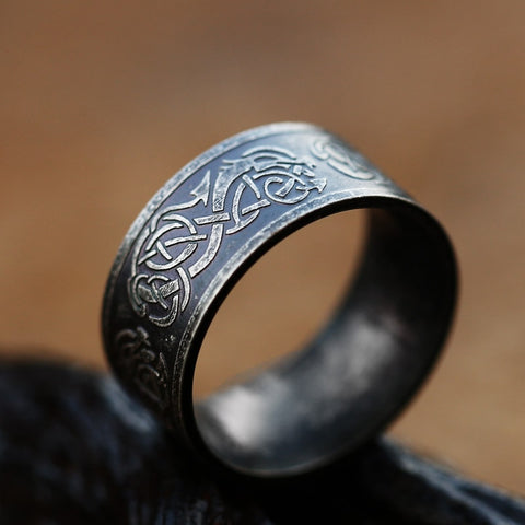 Beier New Design Viking Vintage Odin Norse Viking Wolf Dragon Totem Men&#39;s Ring Jewelry Wholesale Drop Shipping - Rings