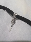 Black Crescent Moon Choker, Black Velvet Choker Necklace