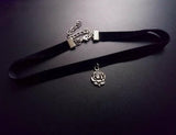 Black Crescent Moon Choker, Black Velvet Choker Necklace