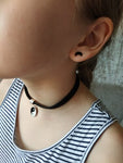 Black Crescent Moon Choker, Black Velvet Choker Necklace