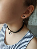 Black Crescent Moon Choker, Black Velvet Choker Necklace