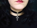 Black Crescent Moon Choker, Black Velvet Choker Necklace