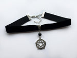 Black Crescent Moon Choker, Black Velvet Choker Necklace