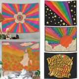 Boho Sun Tapestry Wall Hanging Moon Phase Rainbow Tapestries Bedroom Decor Bedspread Throw Cover Sun Moon Wall Decor