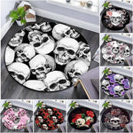 Carpet Anti Slip Bedside Rug Living Room Floral Skull Round Carpet Sofa Bedroom Area| |