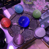 Cat Eye Stone Sphere Pentagram Star Crystal Quartz Orb Holder Resin Display Stand Home Office Feng Shui Decoration