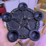 Cat Eye Stone Sphere Pentagram Star Crystal Quartz Orb Holder Resin Display Stand Home Office Feng Shui Decoration