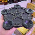 Cat Eye Stone Sphere Pentagram Star Crystal Quartz Orb Holder Resin Display Stand Home Office Feng Shui Decoration