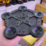 Cat Eye Stone Sphere Pentagram Star Crystal Quartz Orb Holder Resin Display Stand Home Office Feng Shui Decoration