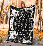 Cat Skulls Ouija Board Throw Blanket Witchy Premium Blanket Gothic Home Decor Goth Blanket Halloween Decor Witchcraft Blanket