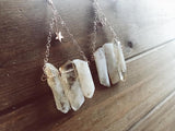 Citrine Star Earrings - natural polished yellow citrine, rose gold star, chandelier celestial jewelry, summery magickal witchy