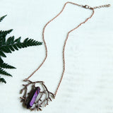Copper Branch and Crystal Point Necklace, Aura Quartz Pendant, Twig Jewelry, Witch Talisman Gift, Woodland Amulet Necklace