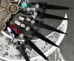 Crystal Metal Sword 90-95g Witch Altar hair Accessories Wizard stick Energy Pagan Cosplay Elf Gothic Dark Magic Wand Witch Gift