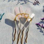 Crystal Pure Copper Hair Stick Amethyst Pink Crystal Raw Crystal  Hairpin Jewelry Bride Wedding Party Gift