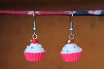 Cupcake Earrings, Mini Food Earrings,Pink Cupcake Earrings, Kawaii Earrings, Kitsch Earrings, Sprinkles, Strawberry on Top