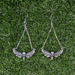 Death's Head Skull Moth Butterfly Dangle Earrings Gothic Jewelry For Gift