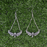 Death's Head Skull Moth Butterfly Dangle Earrings Gothic Jewelry For Gift
