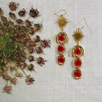 Dried Flower Handmade Resin Earrings, Pressed Botanical Earrings,Real Flower Earrings,Three Tiered Apricot Flowers