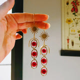 Dried Flower Handmade Resin Earrings, Pressed Botanical Earrings,Real Flower Earrings,Three Tiered Apricot Flowers