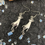 Earrings, moon, hand, sun, raw crystal, witch, accessories, wicca gifts